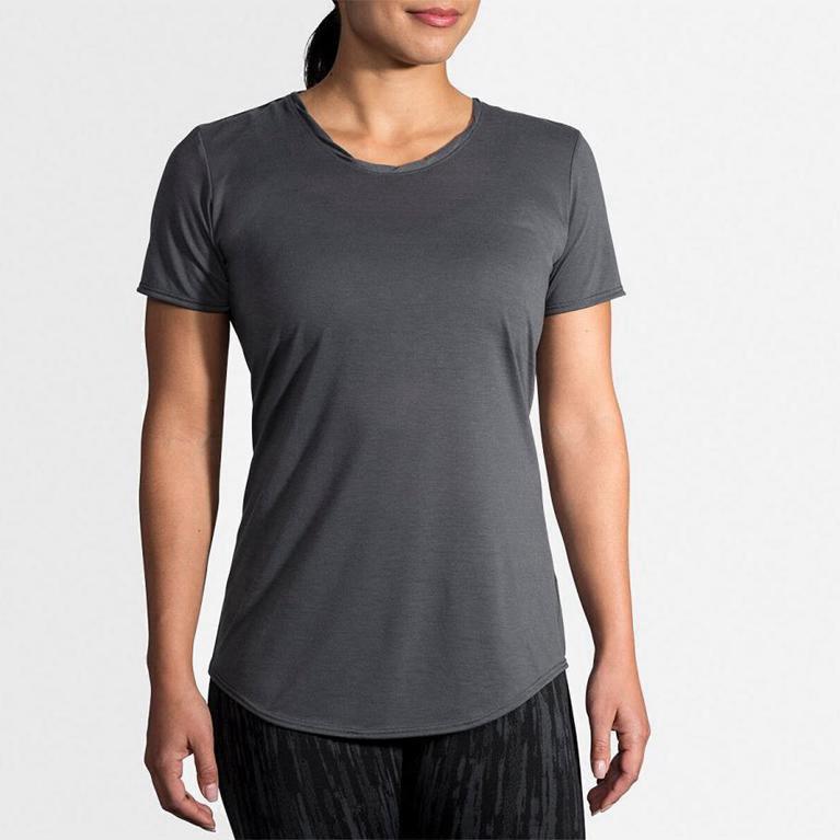 Brooks Distance NZ - Women's Short Sleeve Running Shirt - Grey (64570-AMXZ)